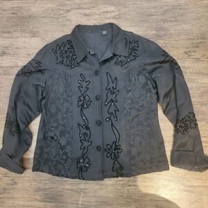 Womens size Large Western Style Jacket with Floral embellishments GUC